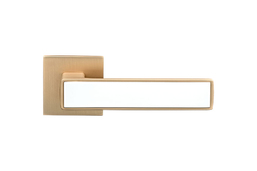 Set de mânere pentru uși pe rozete pătrate Seria Zn NIKEL SB/White aur mat / alb