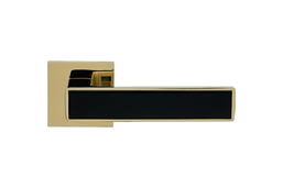 Set de mânere pentru uși pe rozete pătrate Seria Zn NIKEL PVD/Black aur lucios / negru